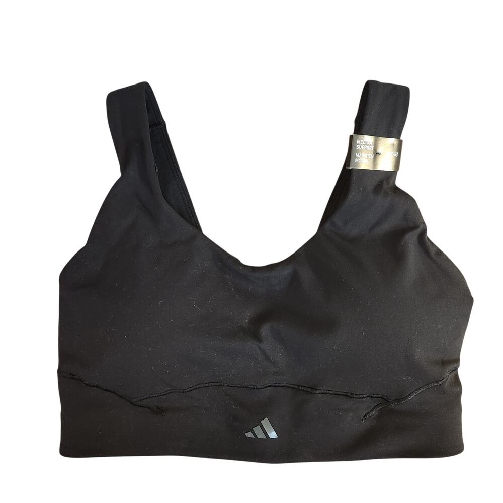 Adidas Black All Me Luxe Medium Support Sports Bra NWT